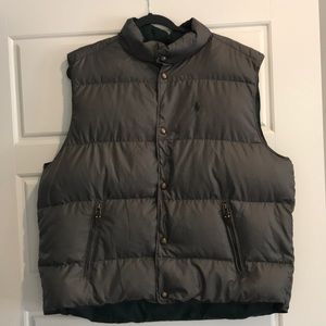 Vtg Ralph Lauren Polo Down Vest GRAY GREEN puffer